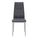 Καρέκλα τραπεζαρίας Rosa Megapap γκρι PU - μεταλλικό πόδι χρωμίου 41x48x98εκ. | Σετ 4 τεμ