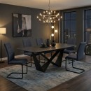 Καρέκλα τραπεζαρίας Laura Megapap ανθρακί ύφασμα - μεταλλική μαύρη βάση 42x58x98εκ. | Σετ 4 τεμ