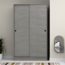 Ντουλάπα ρούχων Regio Megapap δίφυλλη συρόμενη χρώμα γκρι σκυροδέματος 120x60x200εκ.