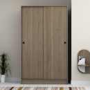 Ντουλάπα ρούχων Regio Megapap δίφυλλη συρόμενη χρώμα καρυδί 120x60x200εκ.