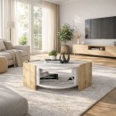 Τραπεζάκι σαλονιού Marbel Megapap χρώμα sapphire oak - λευκό εφέ μαρμάρου 75x75x40εκ.