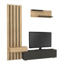 Σύνθεση τηλεόρασης Rosaline Megapap χρώμα ανθρακί - sepet oak 183x31,3x196,9εκ.