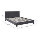 Κρεβάτι Flat Megapap από τεχνόδερμα χρώμα μαύρο ματ 150x200εκ.