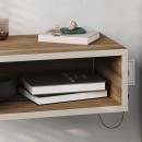 Κομοδίνο επιτοίχιο Brik Megapap με LED χρώμα καρυδί - sandstone 45x30x18εκ.