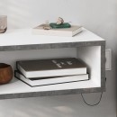 Κομοδίνο επιτοίχιο Brik Megapap με LED χρώμα λευκό - γκρι ρετρό 45x30x18εκ.