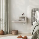 Κομοδίνο επιτοίχιο Luno Megapap με LED χρώμα sandstone 40x30x16,2εκ.