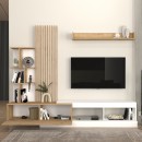 Σύνθεση τηλεόρασης Vermont Megapap χρώμα λευκό - sepet oak 240x40x192εκ.