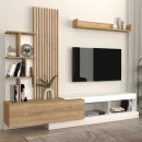 Σύνθεση τηλεόρασης Vermont Megapap χρώμα λευκό - sepet oak 240x40x192εκ.