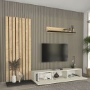 Σύνθεση τηλεόρασης Nagini Megapap χρώμα ivory - sapphire oak - ανθρακί 260x39,4x203,6εκ.