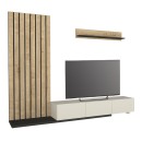 Σύνθεση τηλεόρασης Nagini Megapap χρώμα ivory - sapphire oak - ανθρακί 260x39,4x203,6εκ.
