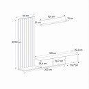 Σύνθεση τηλεόρασης Nagini Megapap χρώμα ivory - sapphire oak - ανθρακί 260x39,4x203,6εκ.