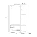 Ντουλάπα ρούχων Ricardo Megapap τρίφυλλη με συρτάρια χρώμα φυσικό οξιάς 120x51,8x181εκ.