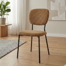 Καρέκλα τραπεζαρίας Kevin Megapap μουσταρδί ύφασμα - μεταλλικό μαύρο πόδι 48x51x87εκ. | Σετ 4 τεμ