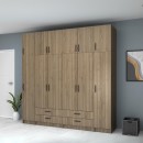 Ντουλάπα ρούχων Ricardo Megapap εξάφυλλη με πατάρι και συρτάρια χρώμα καρυδί 240x51,8x240εκ.