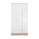 Ντουλάπα ρούχων Base Megapap τρίφυλλη με συρτάρια χρώμα λευκό - sonoma 103x52x198εκ.