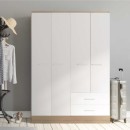 Ντουλάπα ρούχων Base Megapap τετράφυλλη με συρτάρια χρώμα λευκό - sonoma 137x52x198εκ.