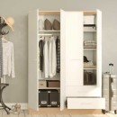 Ντουλάπα ρούχων Base Megapap τετράφυλλη με συρτάρια χρώμα λευκό - sonoma 137x52x198εκ.