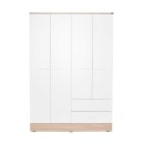 Ντουλάπα ρούχων Base Megapap τετράφυλλη με συρτάρια χρώμα λευκό - sonoma 137x52x198εκ.