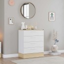 Συρταριέρα Base Megapap χρώμα oak - λευκό 72x40x88εκ.