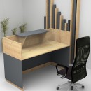 Γραφείο υποδοχής - reception Lemmon Megapap χρώμα φυσικό οξιάς - ανθρακί 160x70x110εκ.