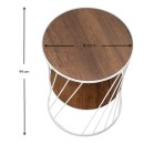 Τραπεζάκι βοηθητικό Jaspin Megapap μεταλλικό - Mdf χρώμα λευκό - καρυδί 32x32x44εκ.