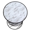 Τραπεζάκι βοηθητικό Jaspin Megapap μεταλλικό - Mdf χρώμα μαύρο-λευκό εφέ μαρμάρου 32x32x44εκ.