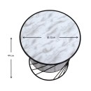 Τραπεζάκι βοηθητικό Jaspin Megapap μεταλλικό - Mdf χρώμα μαύρο-λευκό εφέ μαρμάρου 32x32x44εκ.