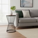 Τραπεζάκι βοηθητικό Hoffman Megapap μεταλλικό - Mdf χρώμα μαύρο - καρυδί 35x35x58εκ.