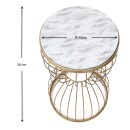Τραπεζάκι βοηθητικό Pino Megapap μεταλλικό - Mdf χρώμα χρυσό - λευκό εφέ μαρμάρου 35x35x58εκ.