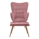 Πολυθρόνα - Μπερζέρα με υποπόδιο Lily Megapap σάπιο μήλο βελούδο - μεταλλικό πόδι χρώμα φυσικό 70x62x98εκ.