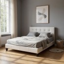 Κρεβάτι Sissy Megapap από τεχνόδερμα χρώμα λευκό 160x200εκ.