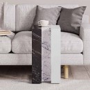 Τραπεζάκι βοηθητικό Muju Megapap χρώμα μαύρο - λευκό εφέ μαρμάρου/λευκό 30x40x57εκ.