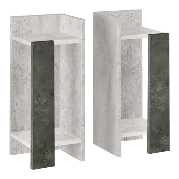 Κομοδίνο Elos Megapap σετ 2 τεμαχίων χρώμα λευκό αντικέ - γκρι ρετρό 25x27x60εκ.