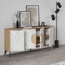 Μπουφές Gora Megapap χρώμα sapphire oak - λευκό εφέ μαρμάρου 180x35,6x82εκ.