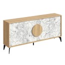 Μπουφές Gora Megapap χρώμα sapphire oak - λευκό εφέ μαρμάρου 180x35,6x82εκ.