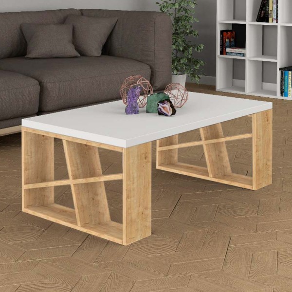 Τραπεζάκι σαλονιού Honey Megapap χρώμα sapphire oak - λευκό 105x60x40εκ.