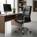 Καρέκλα γραφείου διευθυντική Matteo Megapap από τεχνόδερμα χρώμα μαύρο 60x66x105/115εκ.