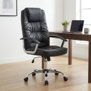 Καρέκλα γραφείου διευθυντική Arial Megapap από τεχνόδερμα χρώμα μαύρο 62x63x112/122εκ.