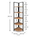 Βιβλιοθήκη γωνιακή Kelsie Megapap χρώμα μαύρο - pine oak 33x33x162εκ.