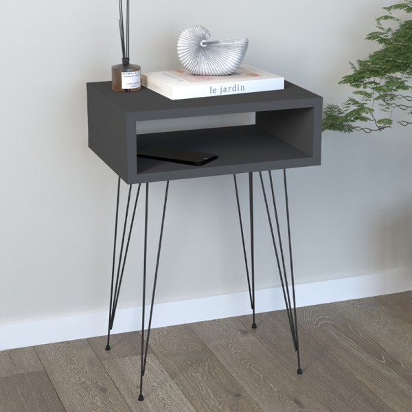 Κομοδίνο Scott Megapap χρώμα ανθρακί 40x30x60εκ.