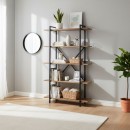 Βιβλιοθήκη Ernesto Megapap χρώμα μαύρο - καπνιστή καρυδιά 90x35,5x160εκ.