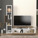 Σύνθεση τηλεόρασης Tulip Megapap χρώμα λευκό - καρυδί 160x29,5x160εκ.