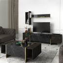 Τραπεζάκι σαλονιού Veyron Megapap χρώμα μαύρο rebab - μαύρο εφέ μαρμάρου 104x60x37,3εκ.