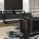 Τραπεζάκι σαλονιού Serina Megapap χρώμα μαύρο εφέ μαρμάρου 107x60x40εκ.