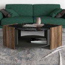 Τραπεζάκι σαλονιού Marbel Megapap χρώμα καρυδί - μαύρο εφέ μαρμάρου 75x75x40εκ.