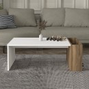 Τραπεζάκι σαλονιού View Megapap χρώμα λευκό - καρυδί 95x50x34εκ.