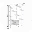 Βιβλιοθήκη Eduardo Megapap μεταλλική - μελαμίνης χρώμα sapphire oak 120x39x180εκ.