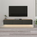 Έπιπλο τηλεόρασης επιτοίχιο Damla Megapap με LED χρώμα sapphire oak - ανθρακί 180x29,5x29,5εκ.