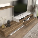Έπιπλο τηλεόρασης Nirvana Megapap χρώμα καρυδί - λευκό 180x31,3x41,7εκ.
