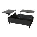 Τραπεζάκι σαλονιού Roy Megapap με σερβιτόρο χρώμα μαύρο - εφέ μαρμάρου 121x69x40εκ.